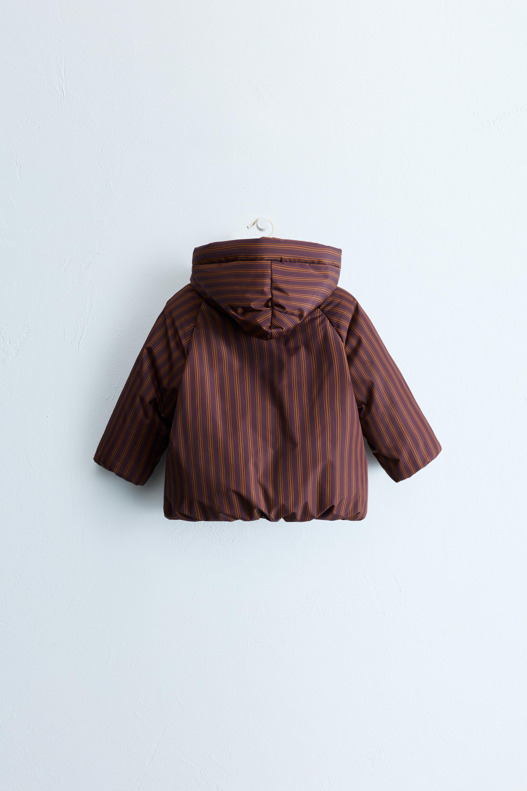 ZARA TIMELESS - STRIPED COAT WITH DETACHABLE HOODIE